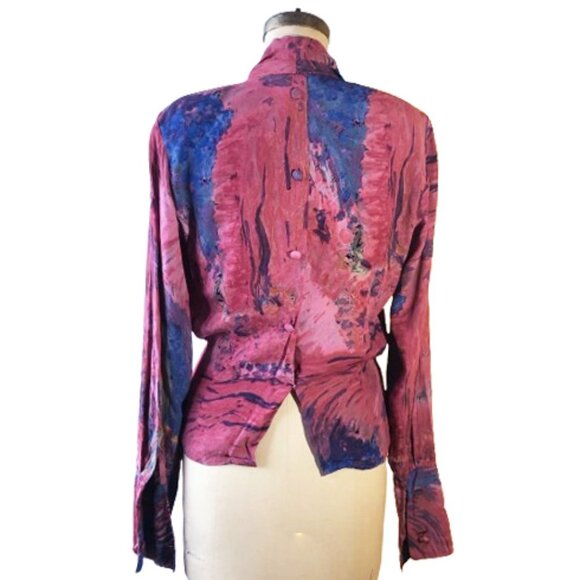 Ports International vintage pink back buttons V neck tunic top shirt - Picture 3 of 16